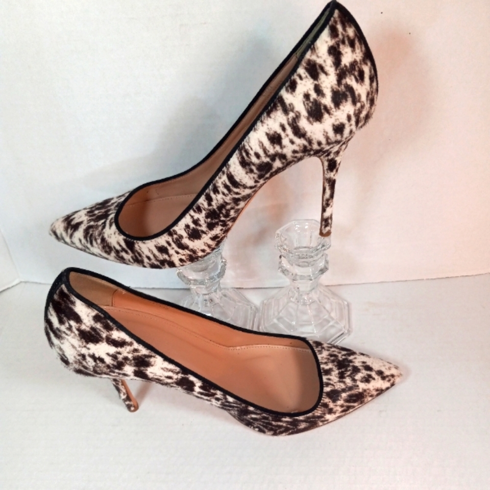 J. Crew Black and White Animal Print Heels